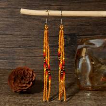 Handmade Bohemian Style Tassel Earrings With Colorful Bead Strings, Perfect Gift For Couples, Friends, Birthdays And Valentine's Day, Earrings Suitable For Everyday Wear,Mom,Mother,Mother's Day,Gift