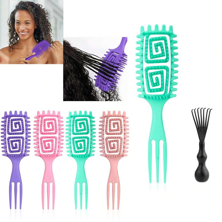 Lược định hình tóc xoăn, Lược chải tóc xoăn, Lược tạo kiểu tóc xoăn, Lược chải tóc có lỗ thông hơi, Dùng để chải và định hình tóc xoăn cho nam và nữ để giảm kéo - Nhiều màu - Xem 1