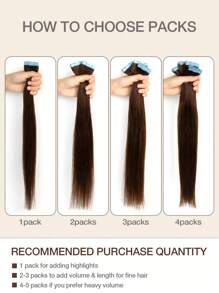 20pcs Tape In Hair Extensions Real Human Hair 12-24 Inch Natural High Quality Human Hair Invisible Tape In Hair Extensions Human Hair Extensions Real Human Hair Extensions 12-20 Inch Straight Hair Human Hair Providing A Natural-Looking Hair Extensions For Women Hair Extensions 2-3 Packs To Add The Legth - S4 - View 9