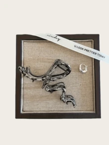 1 pieza Pinza de pelo metálica de alta calidad, tamaño grande, para mujeres (Sin accesorios incluidos) - Plateado - Ver 3