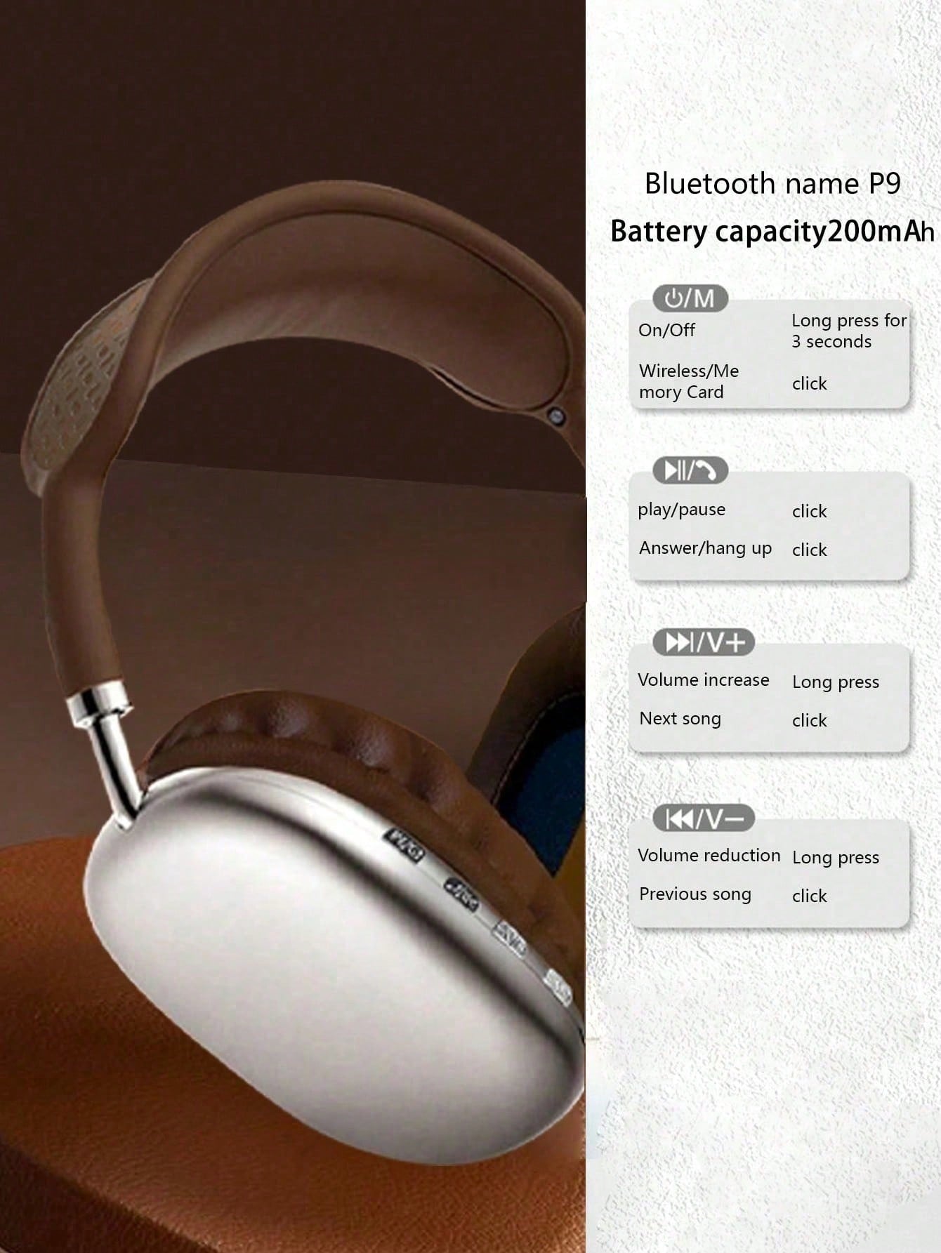 AKKHOO سماعات رأس لاسلكية فوق الأذن، جيلي 5.3، عمر...