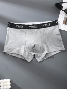 HIALEGION Lot de 4 slips multicolores pour homme, style sport, lettre, ceinture, athlétique, décontracté, simple, confortable, boxer