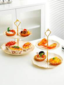 1pc Gold-Plated European Style 3-Tier Acrylic Fruit Stand, Afternoon Tea Tray, Living Room Fruit Plate, Dessert Cake Stand, Suitable For Family Gatherings, Parties, Weddings, Dining Table Decor, Ramadan - Gold - View 4