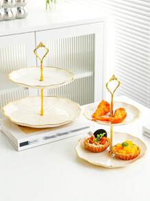 1pc Gold-Plated European Style 3-Tier Acrylic Fruit Stand, Afternoon Tea Tray, Living Room Fruit Plate, Dessert Cake Stand, Suitable For Family Gatherings, Parties, Weddings, Dining Table Decor, Ramadan - Gold - View 10