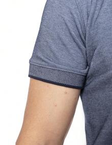 MAREZZI COUTURE SLIM FIT POLO SHIRT WITH DETAILS ON THE NECK AND SLEEVE - Navy Blue - View 4