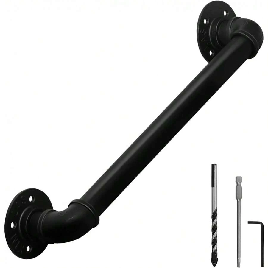 2FT Industrial Pipe Wall Handrail, Farmhouse Stairway Railing With 1-1/ ...