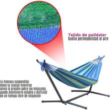 VANLIG Hamaca de Camping Doble con Base Soporte De Acero Y Estuche Portátil (Verde) - Verde - Ver 4
