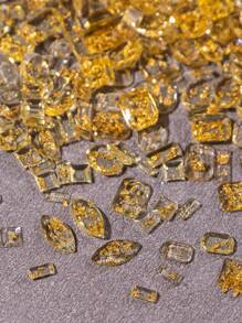 100pcs Transparent Gold Foil Square Rectangular Flat Nail Art Decoration Gold Nail Resin Stone Nail Supplies