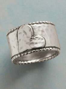 1pc Bohemian Vintage Silver Heart Shape Women's Ring, Suitable For Wedding, Engagement, And Everyday Wear