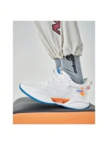 Zapatos Deportivos Tenis Hombre Casuales de Moda Zapatos Deportivos Casuales De Punto Para Hombres - Amortiguación De Aire Transpirable Y Absorción- Para Correr, Baloncesto Y Ejercicio - Blanco - Ver 5