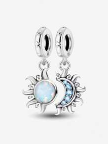 1Pc Fashionable Moon And Star Charm Bead Fit For Women Bracelets Bangles DIY Jewelry Making And Daily Outfit Matching Jewelry Decoration For Girls