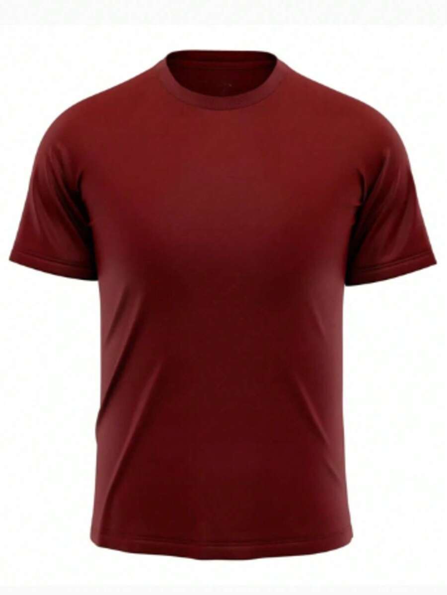 Men's Thermal Shirt UV Protection 50+ Second Skin T-Shirt Blouse Cold Mesh Gym Short Sleeve F7 NEW STYLE - 酒紅色 - 查看 1