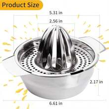 10oz Bowl,Citrus Lemon Orange Grapefruit Juicer Manual Squeezer Stainless Steel Robust Hand Juicer Reamer Rotation Press With Strainer 2 Pour Spouts, Dishwasher Friendly, Easy To Clean, Heavy Duty