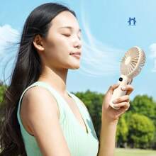 Portable Rechargeable Mini Fan For Hand Or Table 5 Speeds With Quality - 米色 - 查看 7