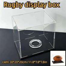 Estuche de exhibición de acrílico premium para artículos de recuerdo deportivos - Perfecto para balones de baloncesto, fútbol, fútbol americano, golf y tenis con base redonda adicional - Base negra - Ver 15