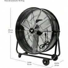 RACK & PACK Ventilador Industrial de 24 Pulgadas Aspas Metalicas y Ruedas 3 Modos 2 Velocidades Inclinacion 360° Abanico Electrico de Piso Comercial Alta Velocidad 1150 RPM 180 W Perilla de Control - 1 - Ver 6