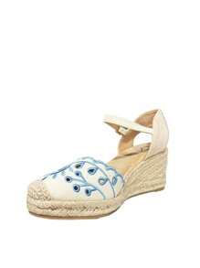 Sandales espadrilles pour femmes, espadrilles avec bride de cheville, sandales plates pour femmes, semelle en esparto - Bleu azur - Voir 7