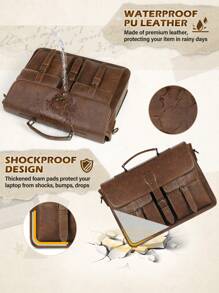NEWHEY 男士斜挎包 15.6 英寸皮革复古笔记本电脑公文包大号笔记本电脑包防水挎包电脑单肩包适合办公室工作旅行学院 - 彩色 - 查看 5
