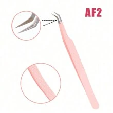 FADVAN Fadvan 1 Pc Eyelash Tweezers Extension Pink Stainless Steel Superhard Tweezers With Fiber Tips High Precision Anti-Static Tweezers