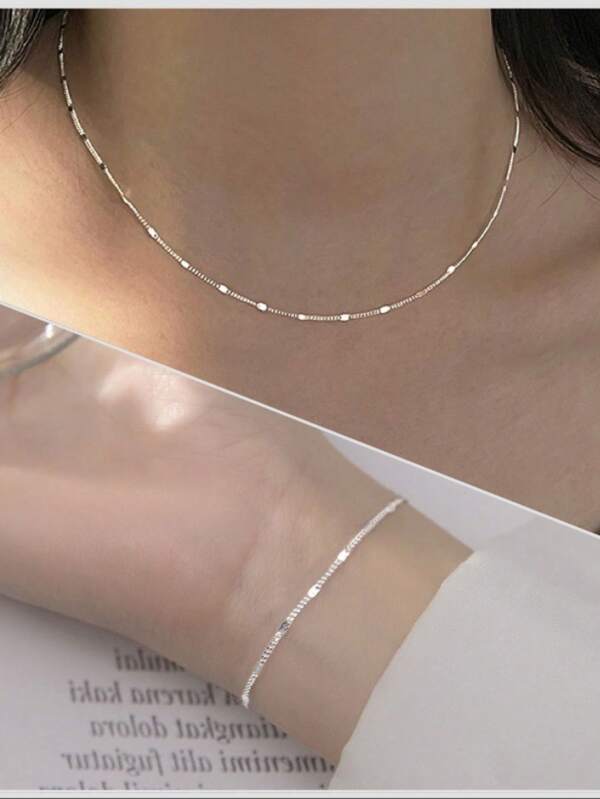 kit colar + pulseira Com detalhe folheado a  prata 925