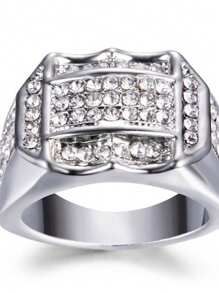 1pc European & American Fashion Hip Hop Diamond Inlaid Ring, Suitable For Men, Wedding, Engagement, Daily Wear