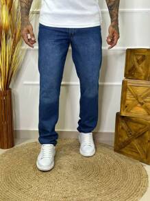 Traditional Straight Men's Jeans - 中等水洗藍 - 查看 1