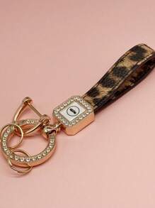 TTOBS 1pc Exquisitely Crafted Leopard Print Leather Car Key Chain With Adorable Cherry Pendant - , Fashionable And Multi-Functional Backpack Keychain - The Perfect Accessory For Backpacks. The Perfect Valentine's Day Gift, Also An Ideal Gift For Your Beloved Girlfriend.