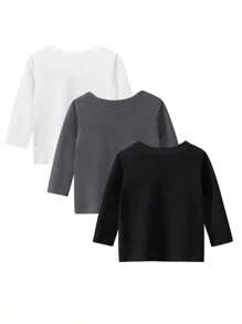 Maglietta casual per bambini, maglietta a maniche lunghe, 3 pezzi, abbigliamento per bambini, comoda e traspirante