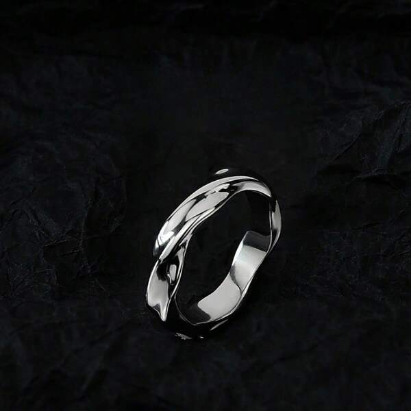 1 pièce Bague texturée ajustable en Mobius pour hommes