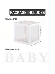 6pcs 25cm Paper Balloon Box 52pcs Letters, Minimalist Transparent Square Party Decoration Gift Box For Party,DIY Shower Balloon Box,Christmas
