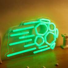 Chi-Buy 可爱 LED 霓虹灯蘑菇 & 一起跳舞 & 男士空间 & 哈哈 & 游戏室 & 游戏结束 & 蜜蜂和青蛙霓虹灯壁灯，字母夜灯，USB 供电，适用于生日派对、圣诞节、情人节、婚礼装饰 - 彩色 - 查看 14