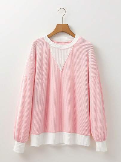 CILKOO Top ample à épaules tombantes en patchwork coloré décontracté