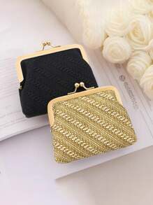 Portable Coin Pouch Clutch Bag, Vintage Multi-Color Multi-Function Metal Frame Storage Clip Bag, Earphone Bag, Lipstick Bag - Multicolor - View 2