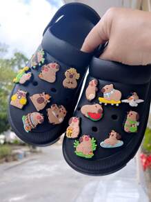 16pcs/Set PVC Soft Jelly Style Charms, DIY Fashion Hole Punch Shoes Accessories, Detachable Beach Sandals Decoration