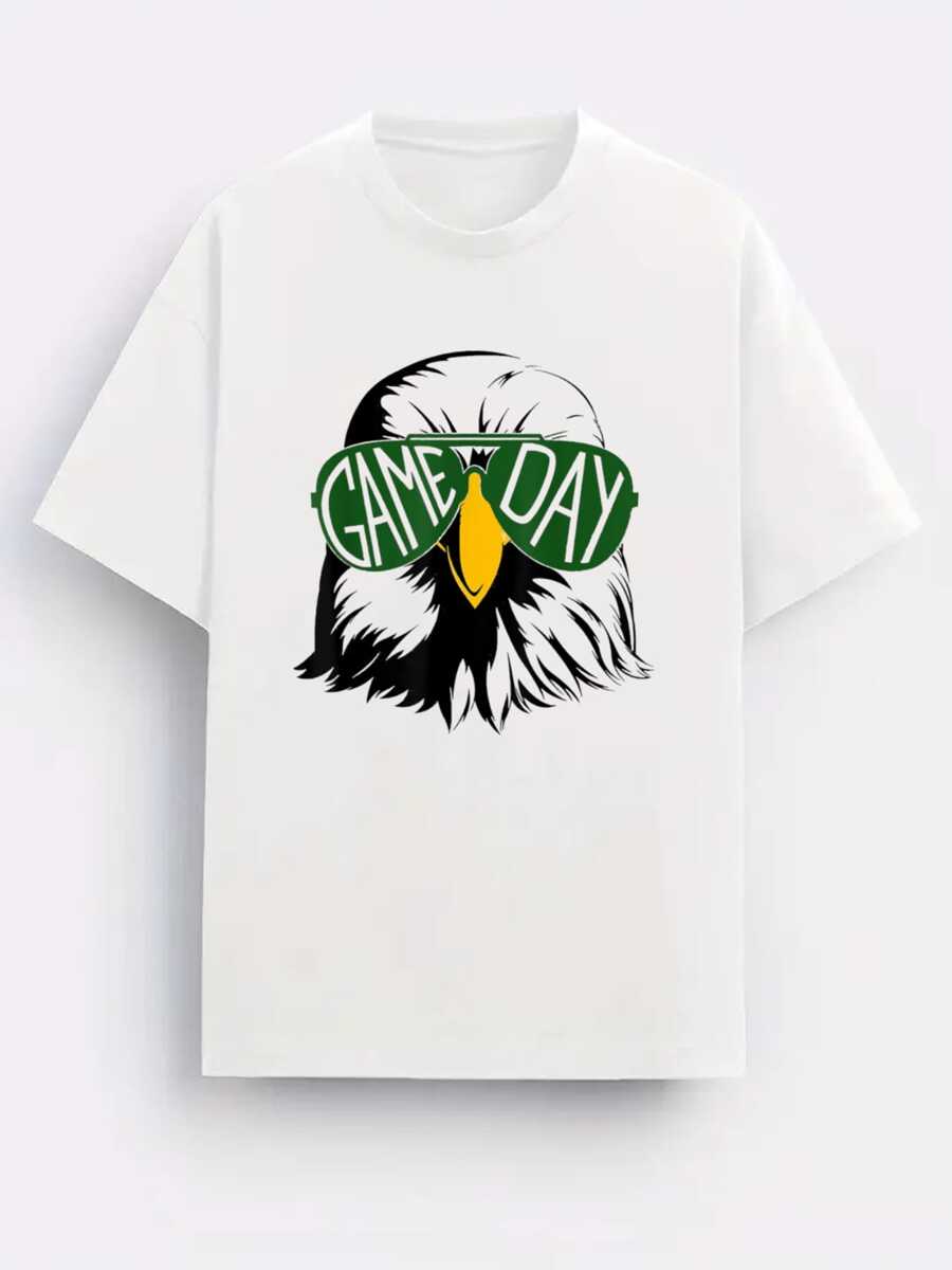 Camiseta del equipo de fútbol Eagles Mascot Camiseta de algodón grueso 100 % de 220 g - Blanco - Ver 1