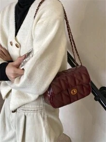 Dedoo Bolso cuadrado pequeño rojo de cadena para el hombro y cruzado para mujer, nueva colección Nanfeng Chio2n Fancheng Red Maple
