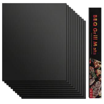 Wiederverwendbar Grillmatte 10er Set 40 x 33cm | Antihaft Backmatte bis zu 260 Grad | Dauerbackfolie BBQ | PFOA-FREI Grillmatte für Gasgrill und Holzkohle zur Grillplatte