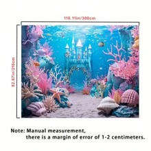 1pc Acetate Underwater World Background - Multipurpose Seabed Castle And Coral Reef Photography Prop Banner For Mermaid Theme, Birthday Party And Event Decor Backdrop, Spring/Summer, No Power Required, Tablecloth, Curtain