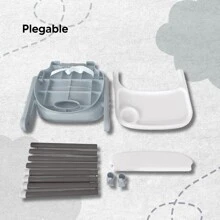 KIDDOS Silla Alta Periquera Para Bebé Plegable Portátil Cómoda 3en1 - Gris - Ver 3