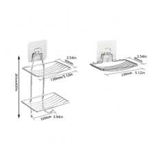 1 pieza, Portajabón de acero inoxidable, Portajabón de pared de una sola capa sin taladrar, Soporte de almacenamiento para baño Decoración del hogar para baño