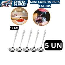 KIT 5 Mini Concha Pequena Aço Inox - Para Molhos, Caldos e Vinagrete - Multicolorido - Visão 1
