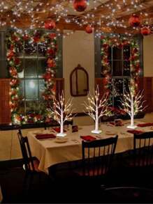 1pc 24-Head 60cm Tall Bright LED White Birch Tree Lamp With USB Cable + 3 AA Battery Box, Home Decor Snowflake Christmas Tree Light, Holiday Decoration 5-Pointed Star Christmas Decor, Room Wedding Decor Star Tree LED Lamp, Ramadan Decoration Tree Lamp, Room Decor White Birch Christmas Tree Light, Fairy Lights, Camping Light