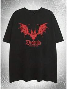 Dracula Gothic Gothic Street Streetwear Rock Metal New Metal Nu Metal Emo T-Shirt Unisex Men Women 100% Cotton Top Premium Streetwear New Arrival Various Colors!! Plus Size - 黑色 - 查看 1