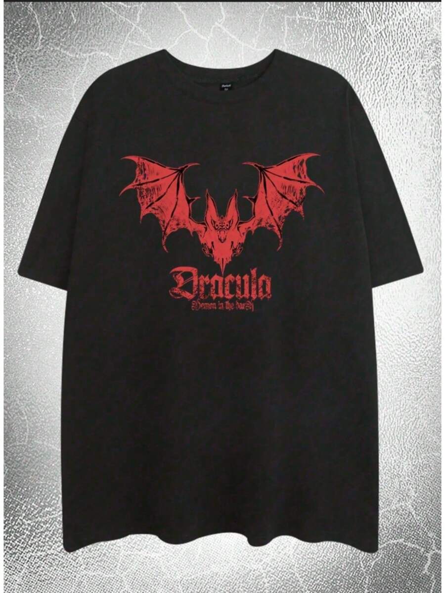 Dracula Gothic Gothic Street Streetwear Rock Metal New Metal Nu Metal Emo T-Shirt Unisex Men Women 100% Cotton Top Premium Streetwear New Arrival Various Colors!! Plus Size - 黑色 - 查看 1