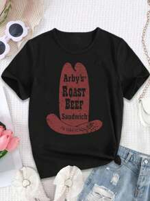 Lovers' Vintage Arby's T-Shirt Roast Beef Cowboy Hat Curly Fries Fast Food T-Shirt For Women