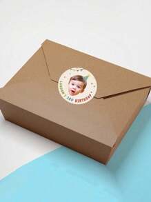 54/108/270/540pcs Kids Birthday Sticker Personalized Birthday Sticker Custom Kid Birthday Sticker, Birthday Photo Stickers. Personalized Stickers With Photo And Text For Your Guests' Gifts, Personalized Self-Adhesive Round Sticker Labels Suitable For Adults, Children Back To School