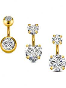 AVYRING 3-5PCS Belly Rings Short Bar Belly Button Rings Short Belly Button Ring Surgical Steel Belly Rings For Women Opal Belly Button Rings Navel Rings Belly Button Piercing Jewelry 6mm - Multicolor - View 12