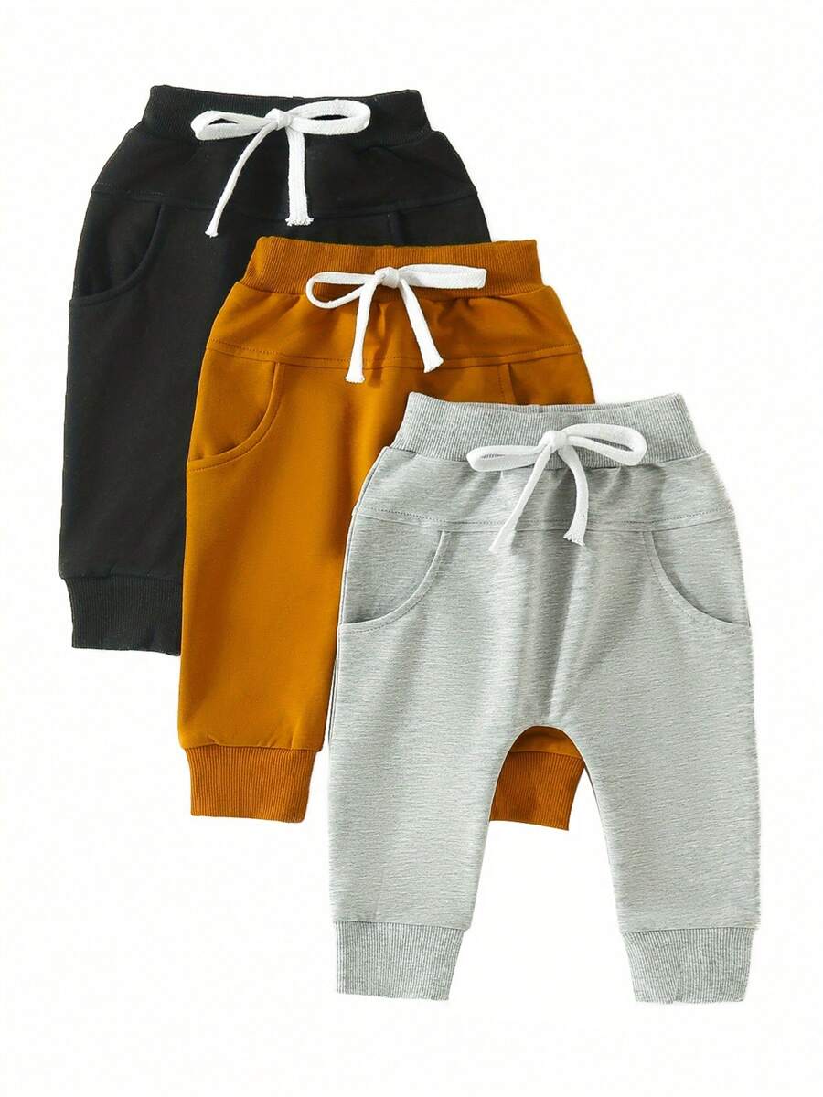 Baby Boys Pants Infant Harem Pants Toddler Active Joggers Pants Casual Athletic Trousers Solid Color Pocket Bottoms - Black - View 1