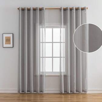 Minimalist Solid Color Sheer Half-Transparent Curtain Drapes For Bedroom