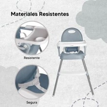 KIDDOS Silla Alta Periquera Para Bebé Plegable Portátil Cómoda 3en1 - Gris - Ver 4